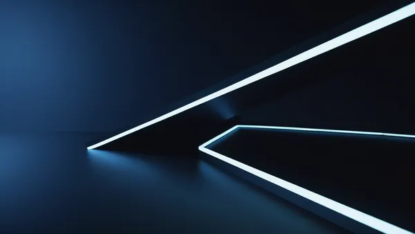 Linhas geométricas de ângulo luminosas sobre fundo preto