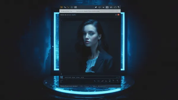 Software de edição de imagem em tela escura, imagem conceitual