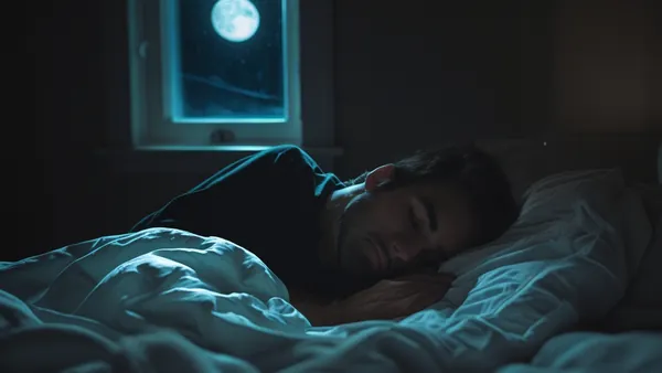 Homem dormindo em quarto escuro, ilustrando a recuperação noturna