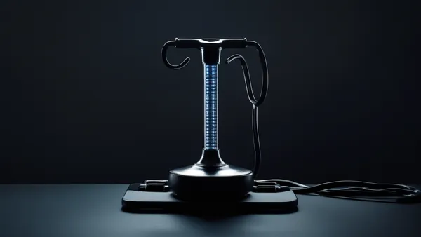 Dispositivo de tração médica sobre mesa escura em fotografia de produto