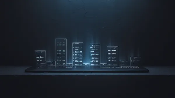 Gráfico comparativo luminoso em tela escura, visualização de dados