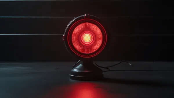 Luz vermelha de alerta em ambiente escuro, simbolizando sinal de parada