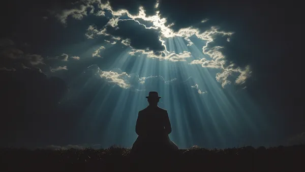 Raios de sol atravessando nuvens escuras em imagem cinematográfica